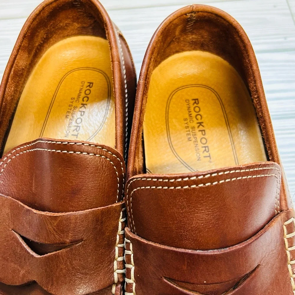 Men’s Rockport‎ Slip On Penny Loafer Brown Leather Junction Point Shoes 11 M  NH
